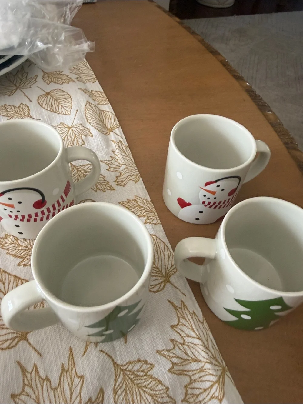 4 Crate & Barrel Snowman Coffee Mugs Joan Anderson Holiday 3” cappuccino